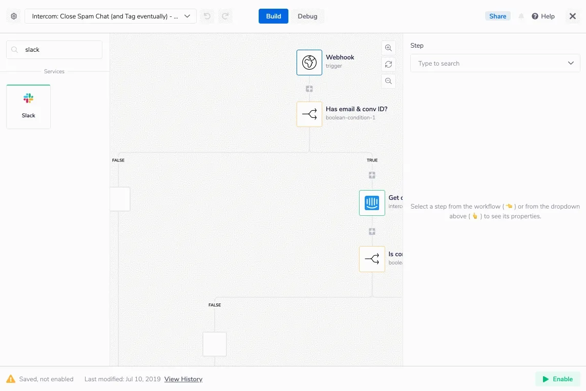 Animated walkthrough of selecting an error-alert workflow from the Tray workflow config settings panel