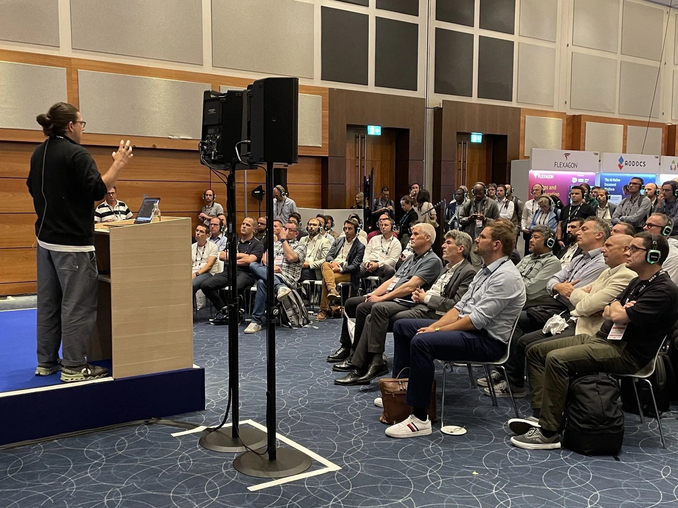 Alistair Russell presenting "Vibe-Coded Apps Die On Laptops" to a seated audience at Gartner Application Innovation Summit EMEA