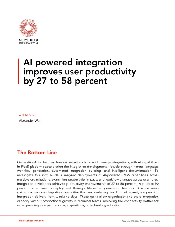 AI powered integration improves user productivity by 27 to 58 percent