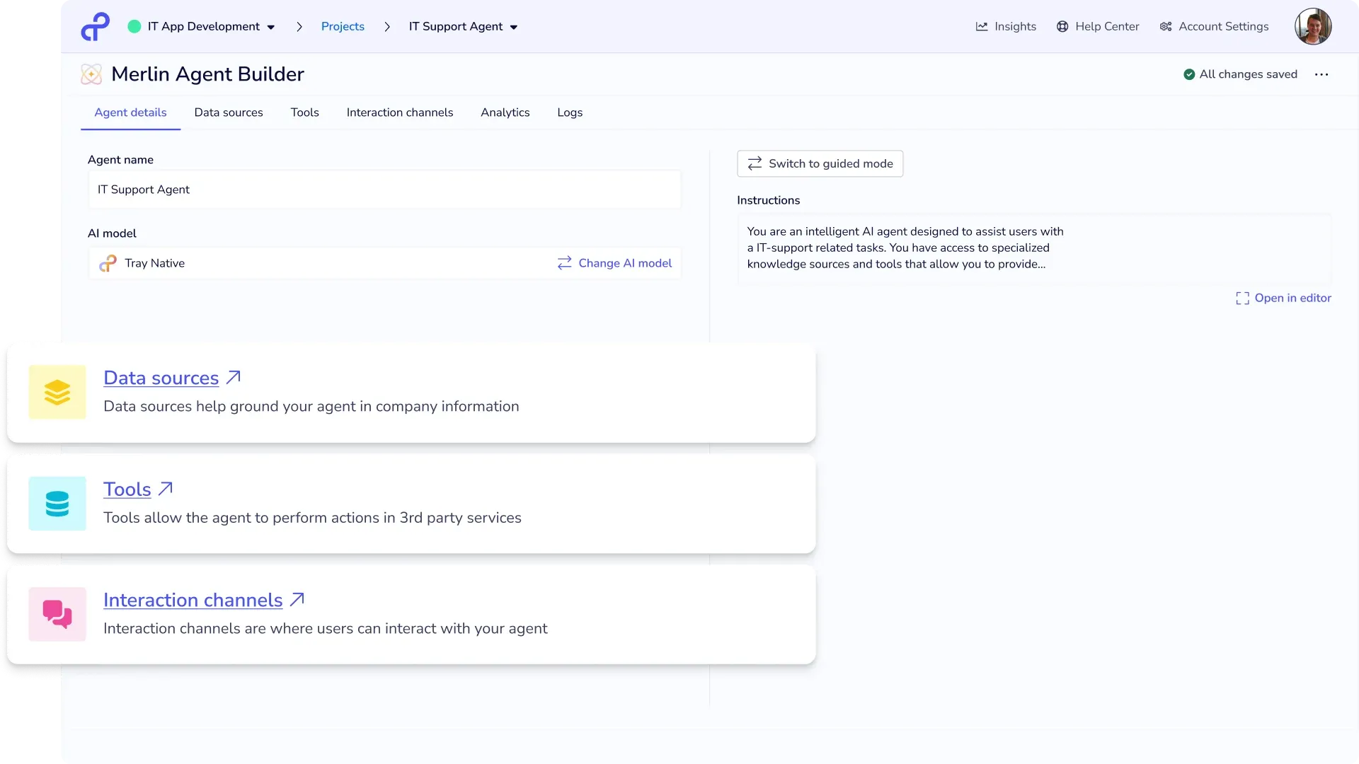 Merlin Agent Builder product screenshot