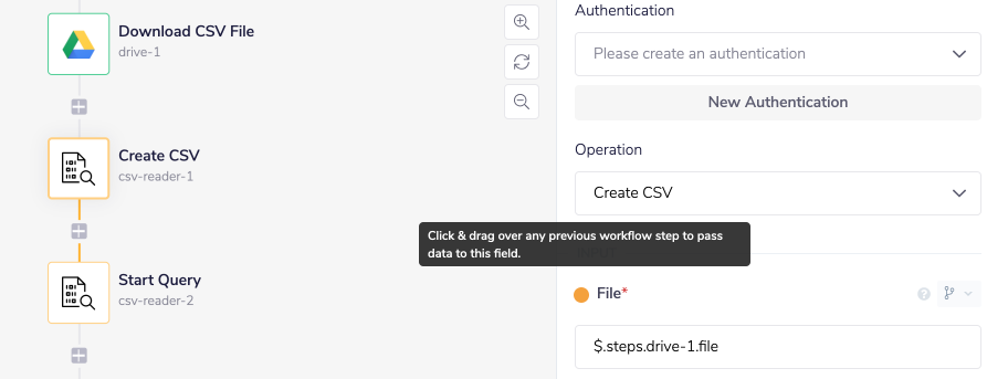 File input for create CSV