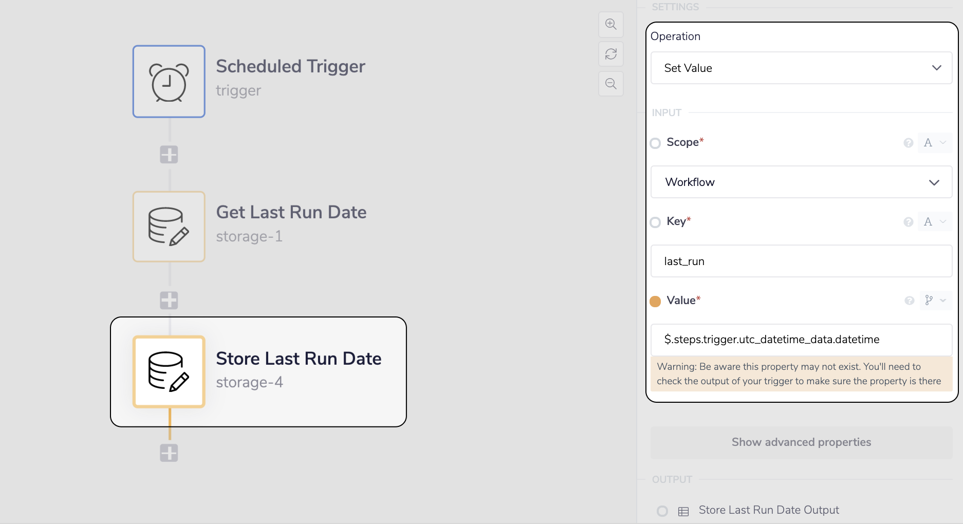 Set the last_run value to the timestamp produced by the Schedule Trigger