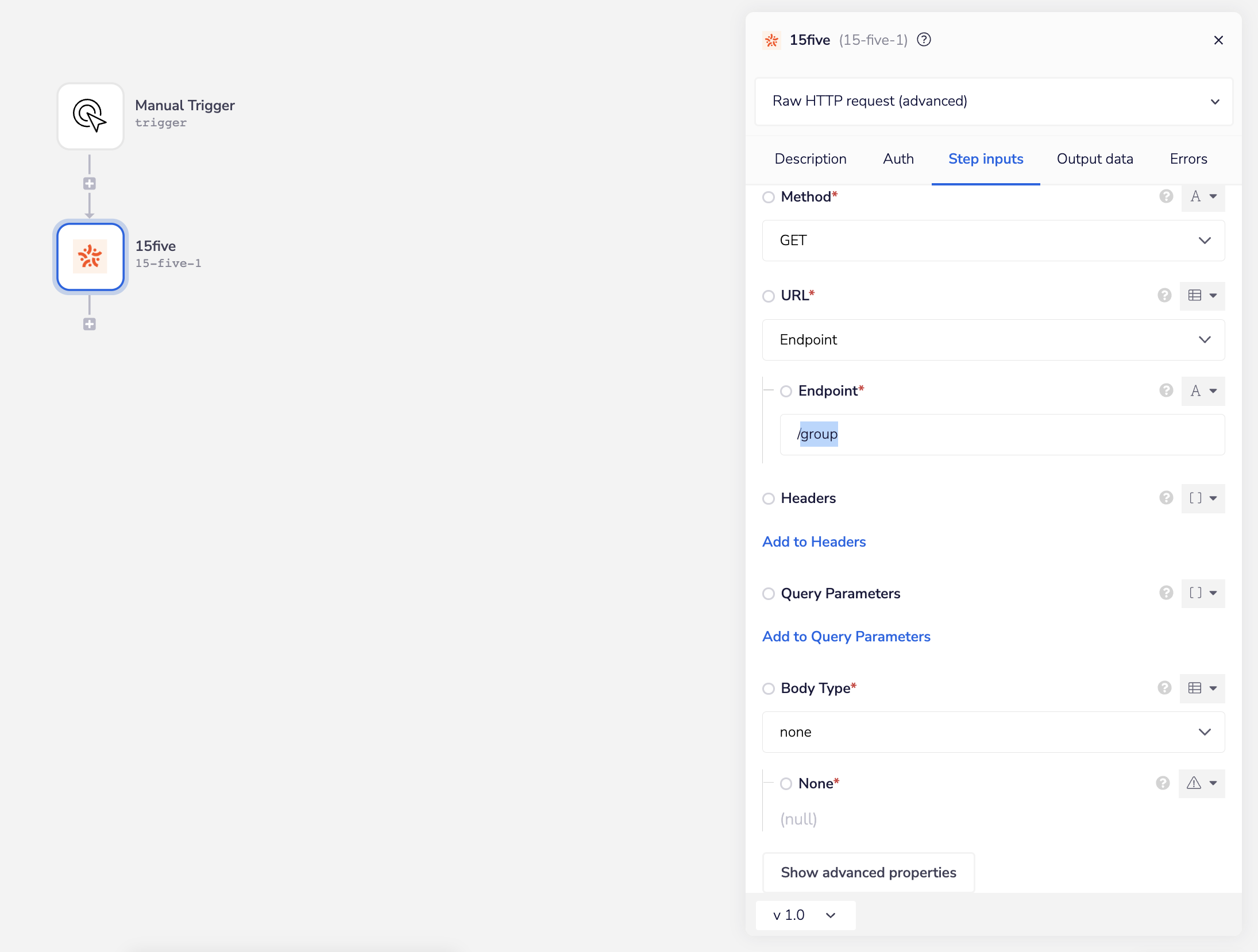 15Five rawHttp set up