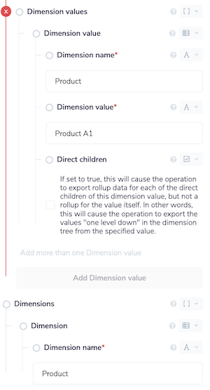 Dimension value input