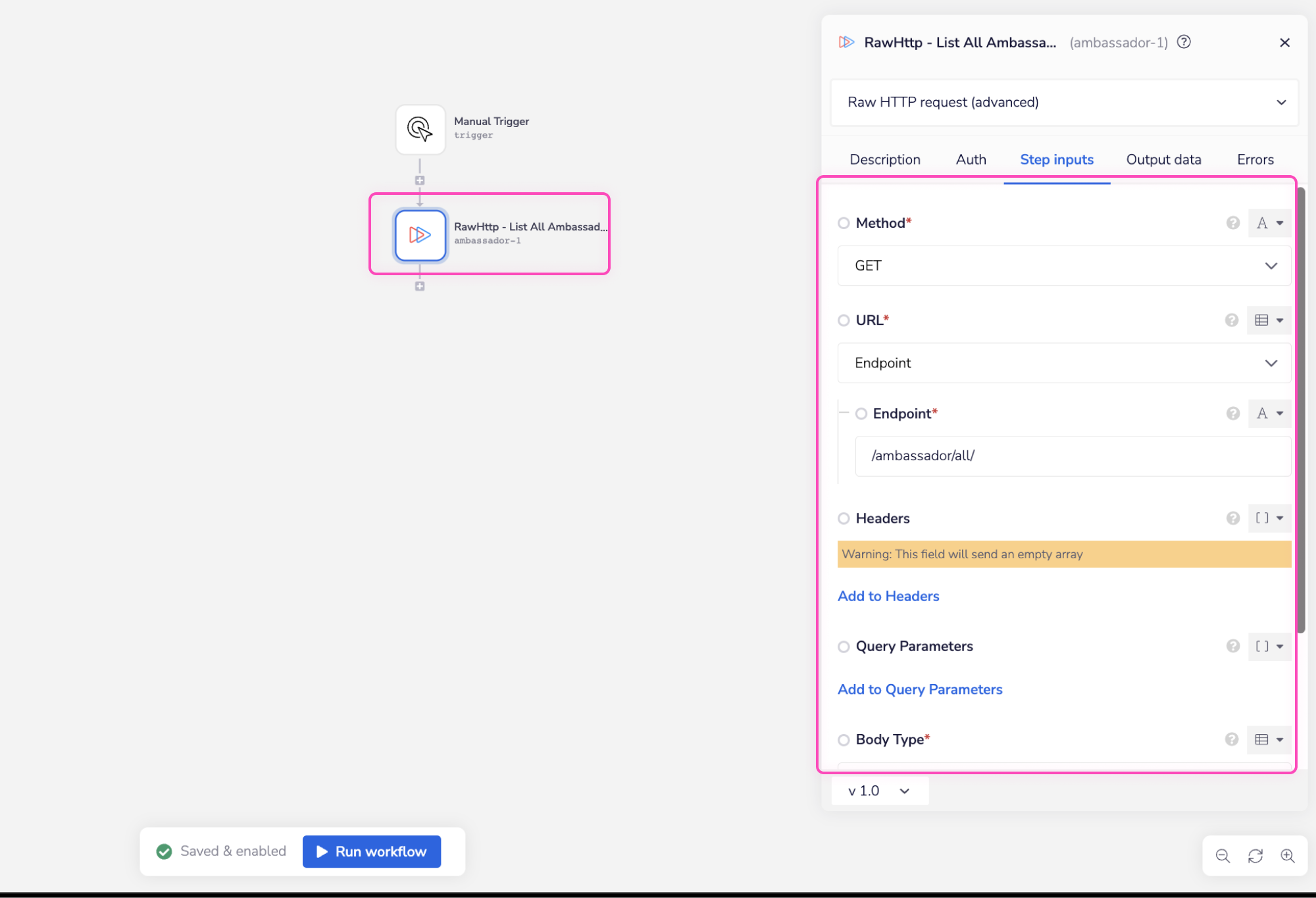 RAW HTTP operation on Tray platform