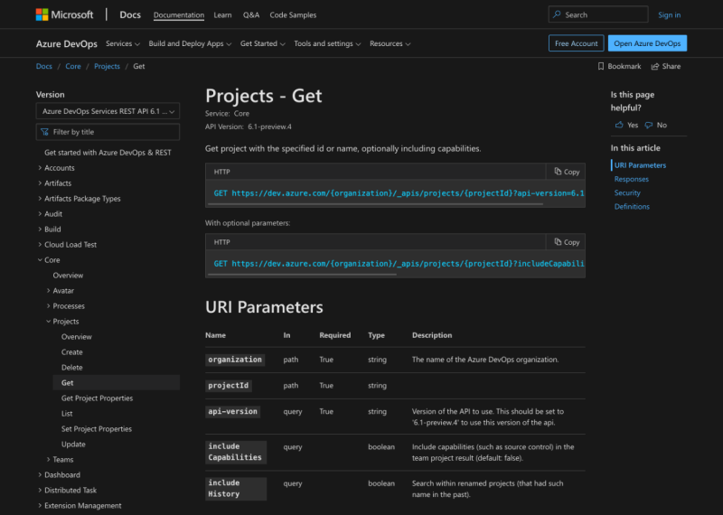azure-devops-get-project-url