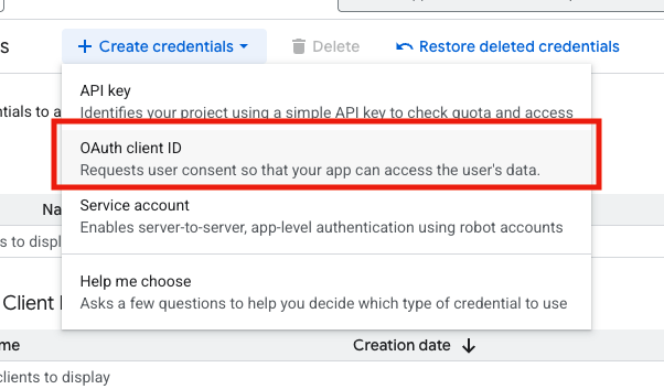 create oauth client id