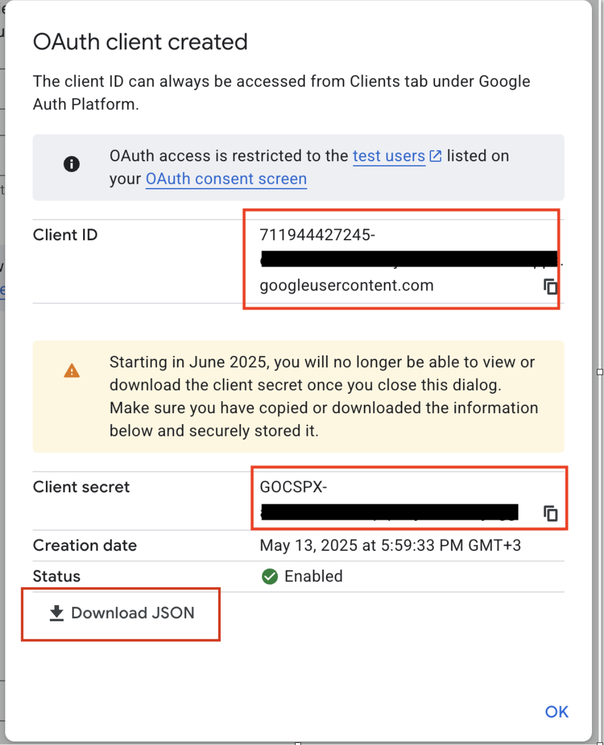 client secret and id google ads