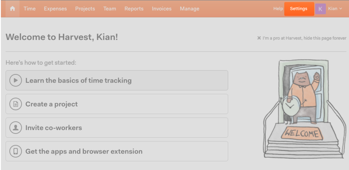 harvest-account-settings