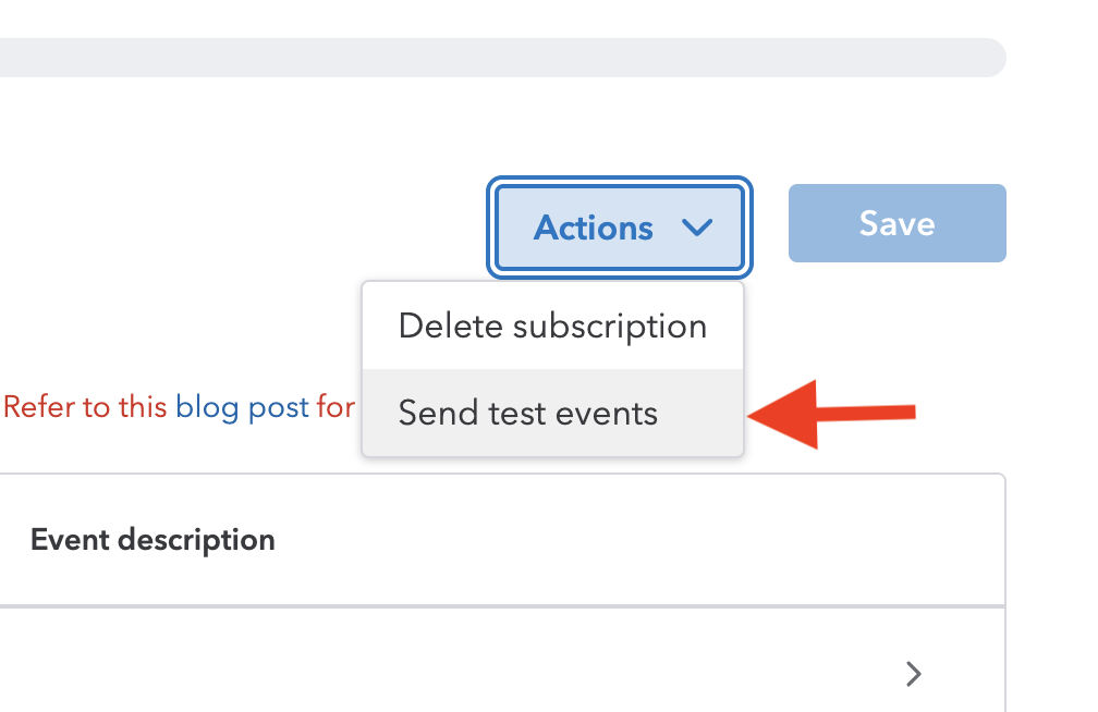 Send test events from the Intuit portal