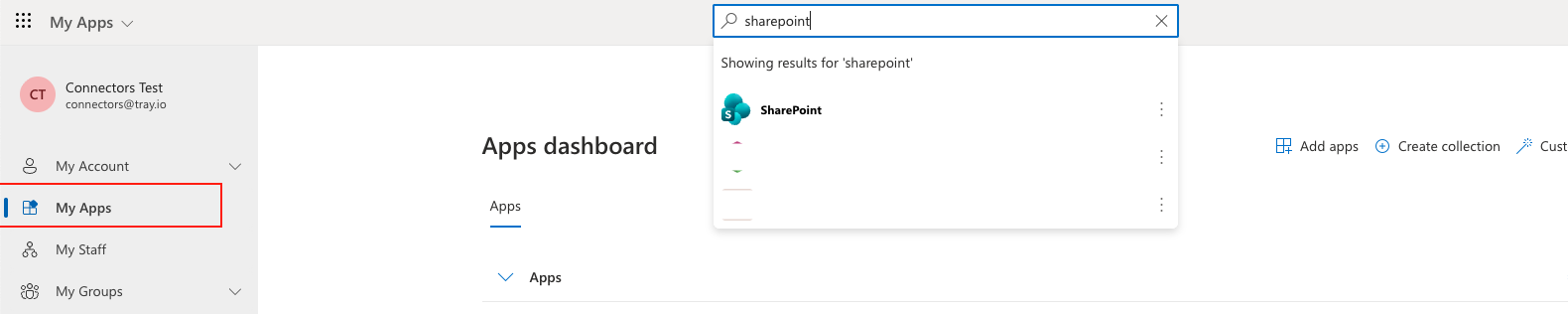 SharePoint app search in Microsoft My Apps