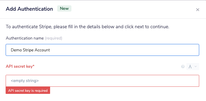 API key required for authentication