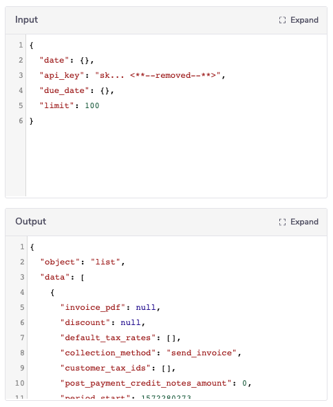 Inout and Output panels displayed