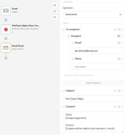 Send email with result