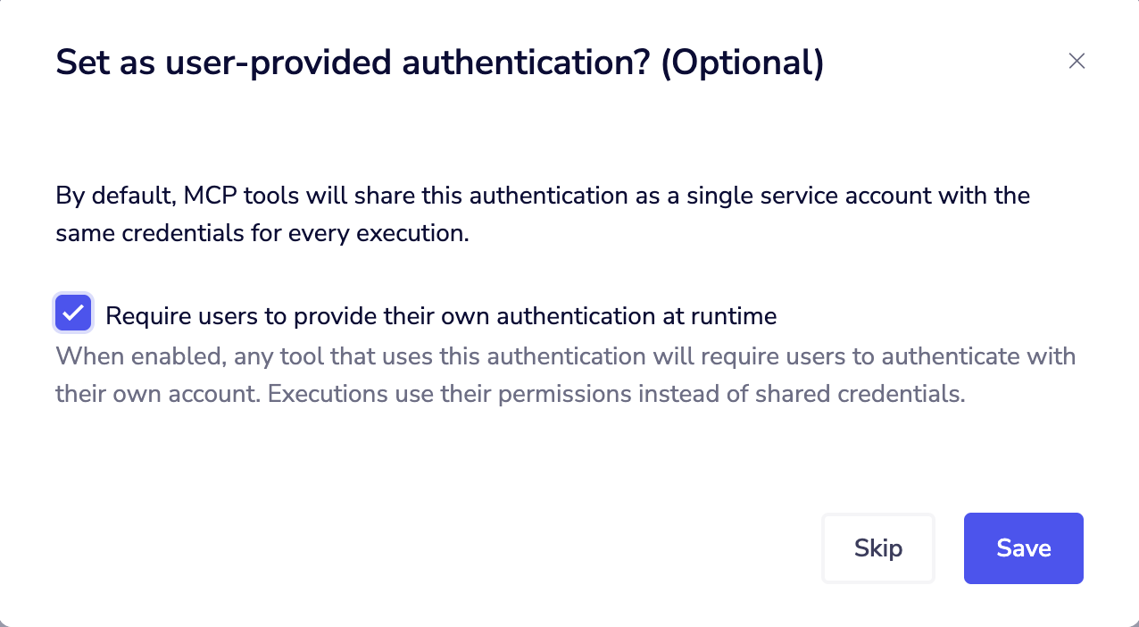 Set auth as user-proivded