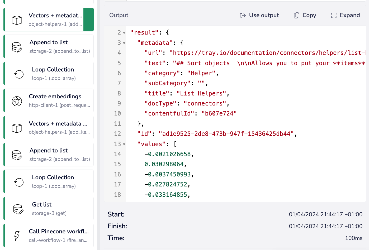 vectors-plus-metadata-object