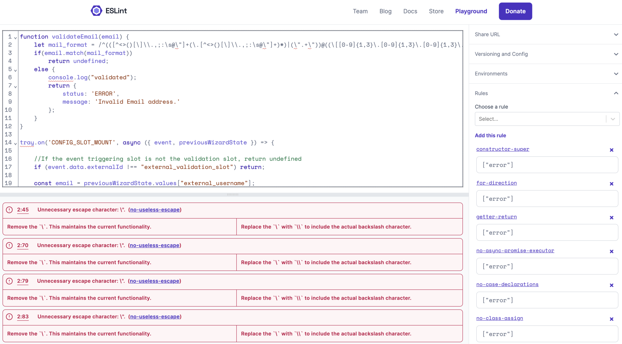eslint linterCustomJs