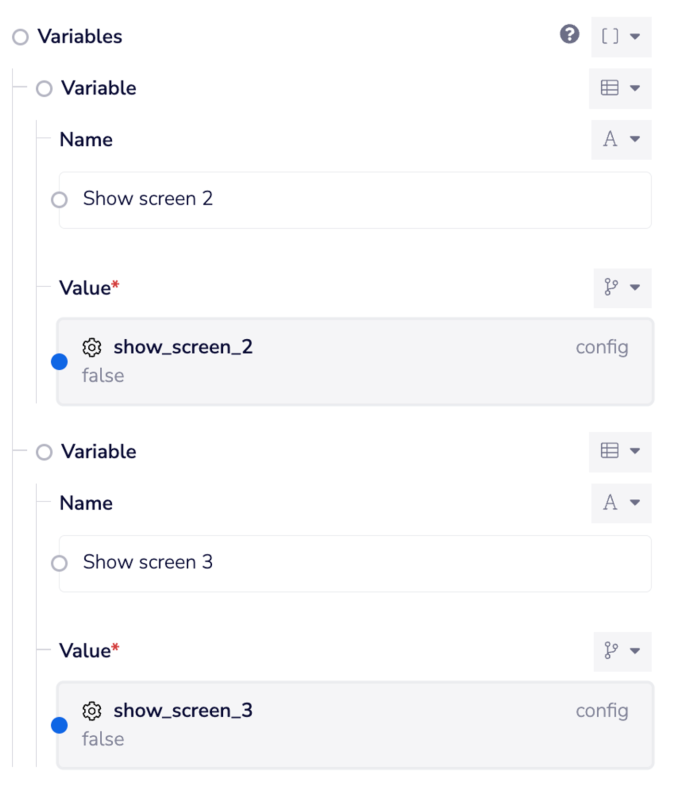 conditonal display screens prop panel