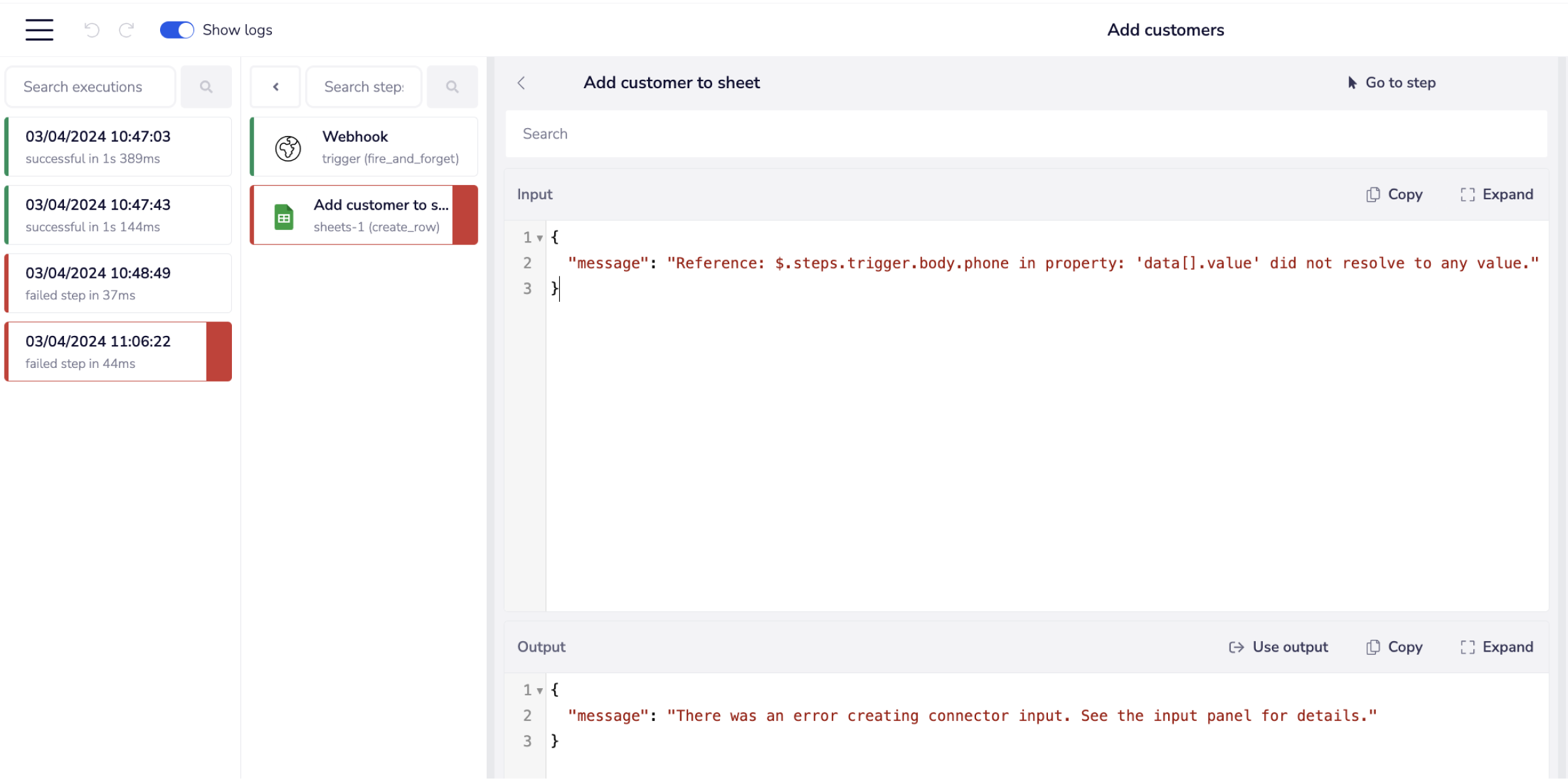 failed-run-input-output