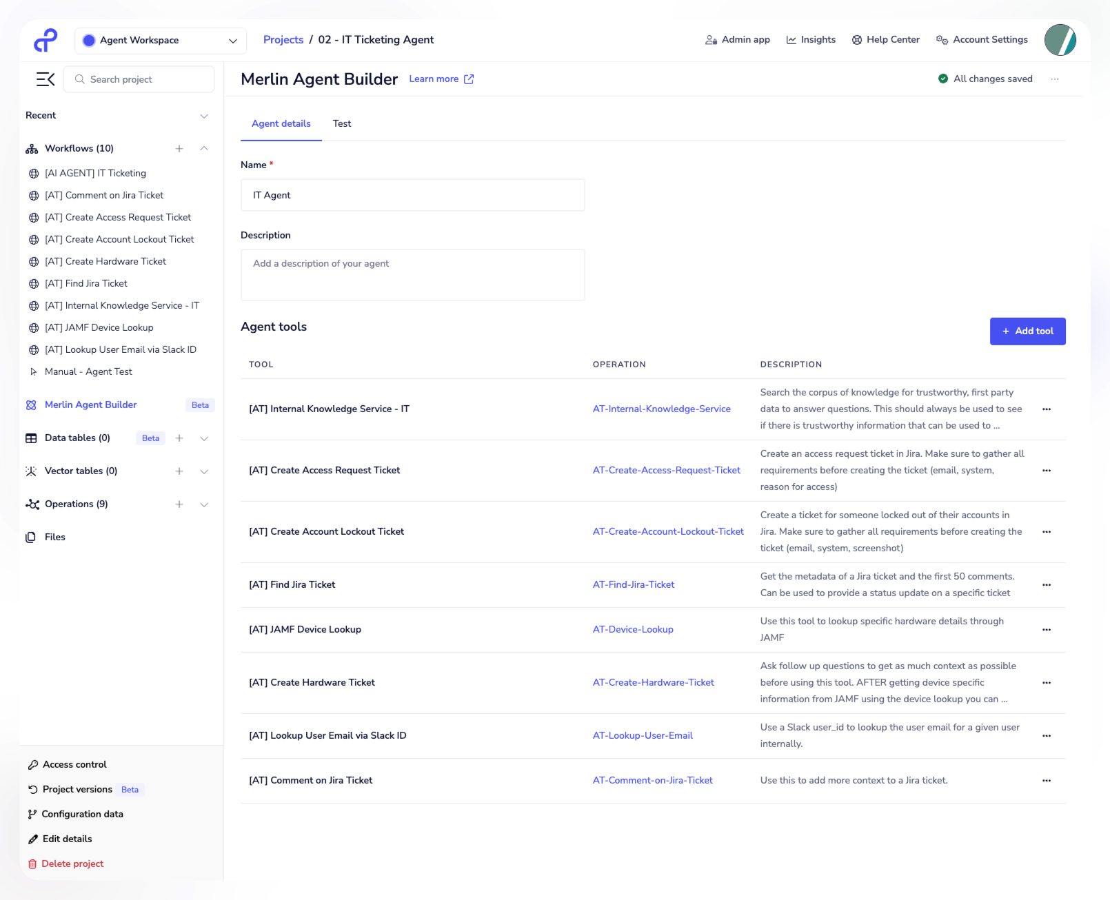 Merlin Agent Builder